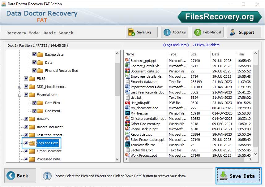 Save recovered data