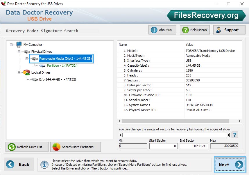 Select partition