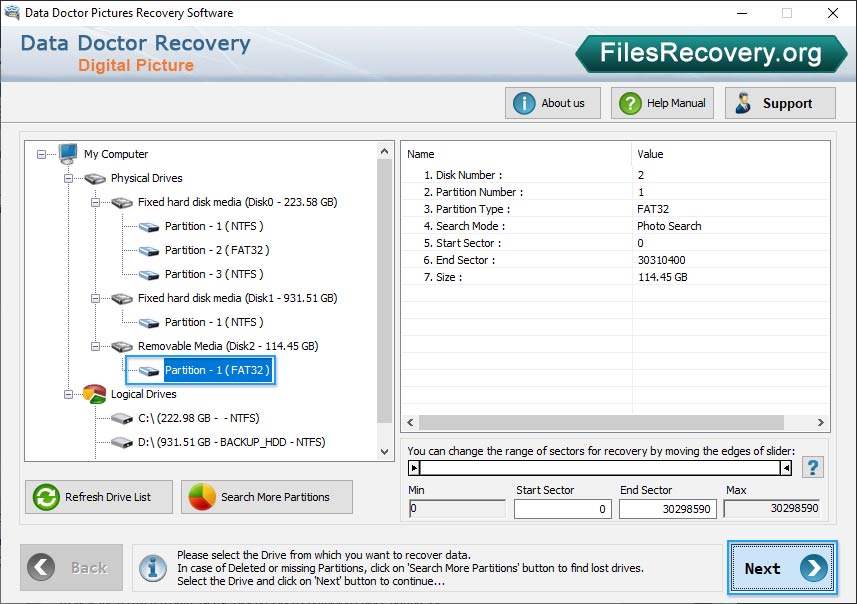 Select partition